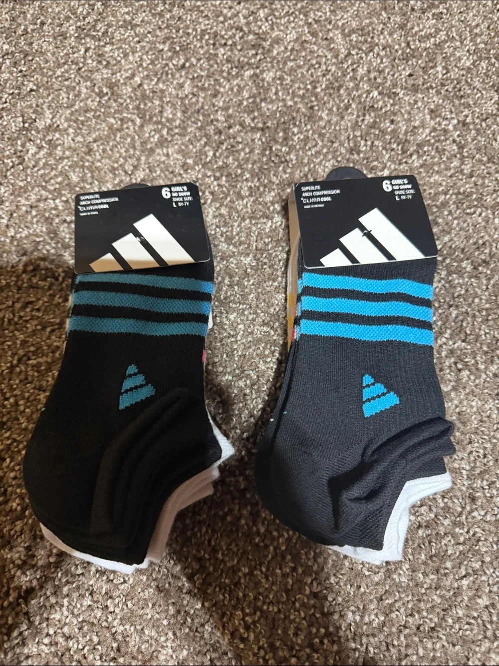 adidas Black Ankle Athletic Socks with Stripe Accents - 6 Pack 2 packs
